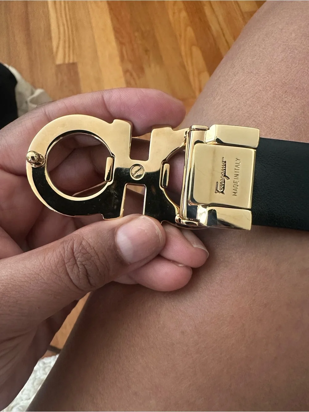 Salvatore Ferragamo polished gold